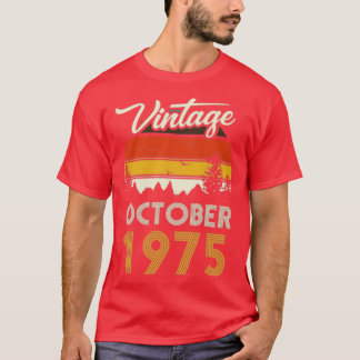 Camiseta 1975 Vintage Outubro Aniversário Gif
