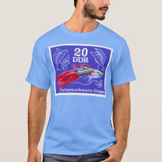 Camiseta 1976 East ALEMANHA Flag Tail Guppy Postage Stamp