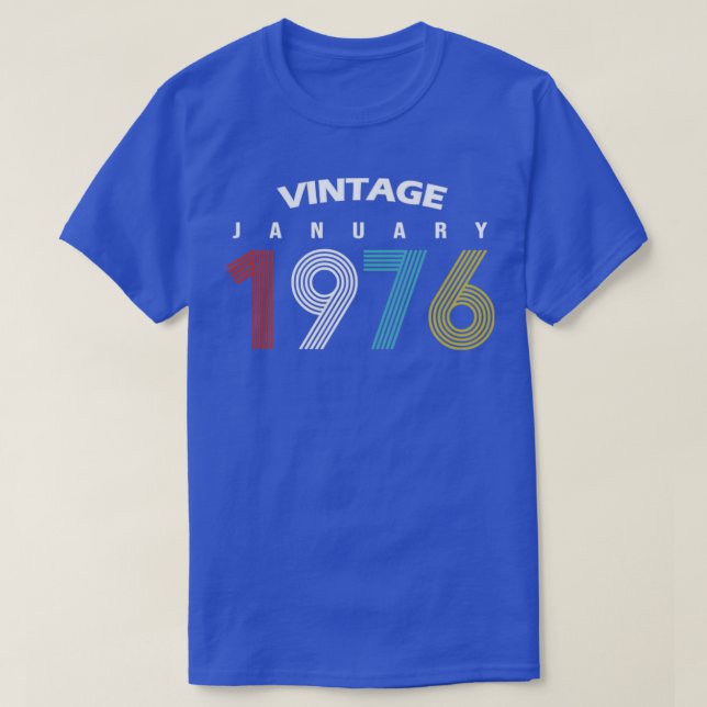 Camiseta 1976 Janeiro Vintage Birthday Gif (Frente do Design)