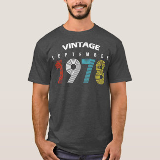 Camiseta 1978 Setembro Vintage Birthday Gif