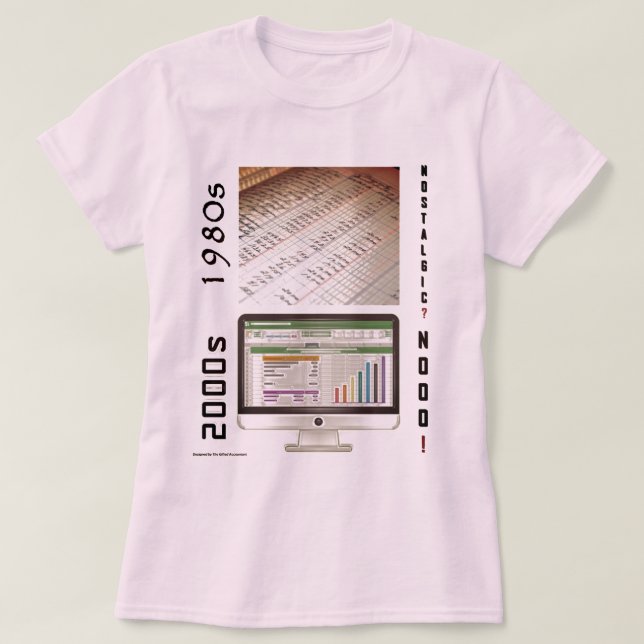 Camiseta "1980 vs 2000s Contabilidade" (Frente do Design)