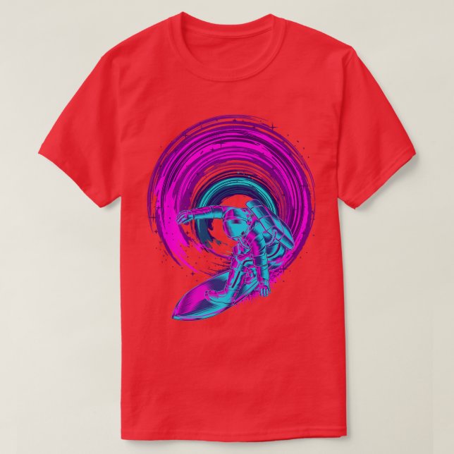 Camiseta 1980s Art Synthwave Surfing Vaporwave Surfer Astro (Frente do Design)