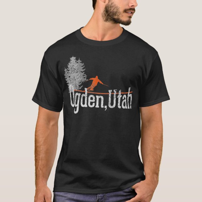 Camiseta 1980s Style Ogden Utah Vintage Skiing (Frente)