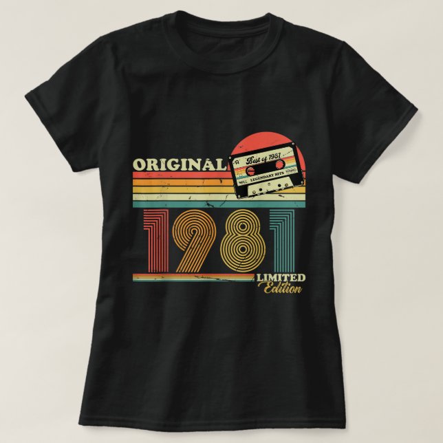 Camiseta 1981 vintage aniversário retro Limited Edition hom (Frente do Design)