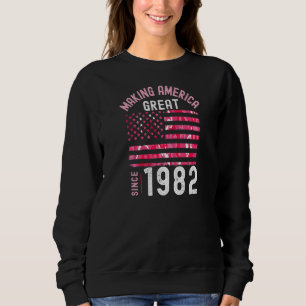 Camiseta 1982 Aniversário Das 40 Anos Mulheres Rosa Camo Us