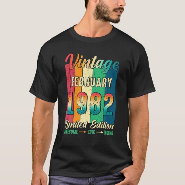 Camiseta 1982 Vintage Birthday Sunset Vintage 40 Anos (Frente)