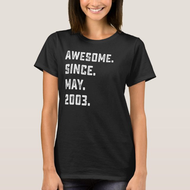 Camiseta 19.º Aniversário Impressionante Desde maio de 2003 (Frente)