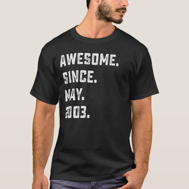 Camiseta 19.º Aniversário Impressionante Desde maio de 2003 (Frente)