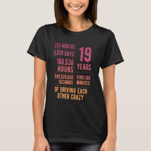 Camiseta 19 Anos Casados Divertido 19º Aniversário de Casam