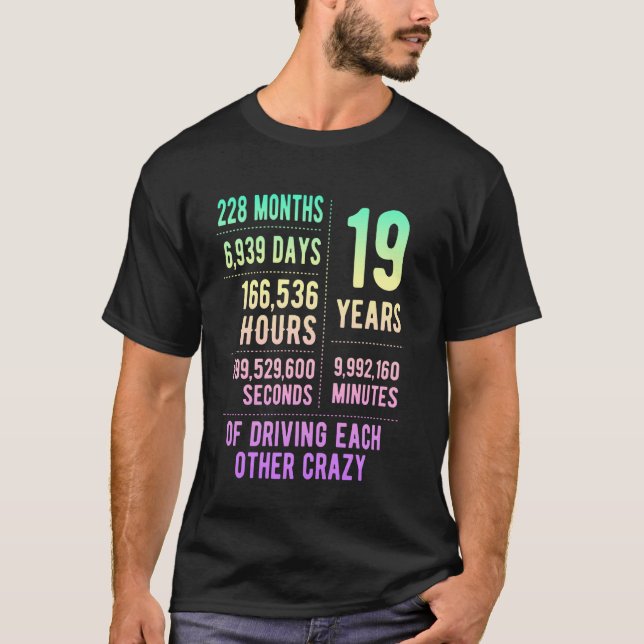 Camiseta 19 Anos Casados Engraçado 19.º Aniversário de Casa (Frente)