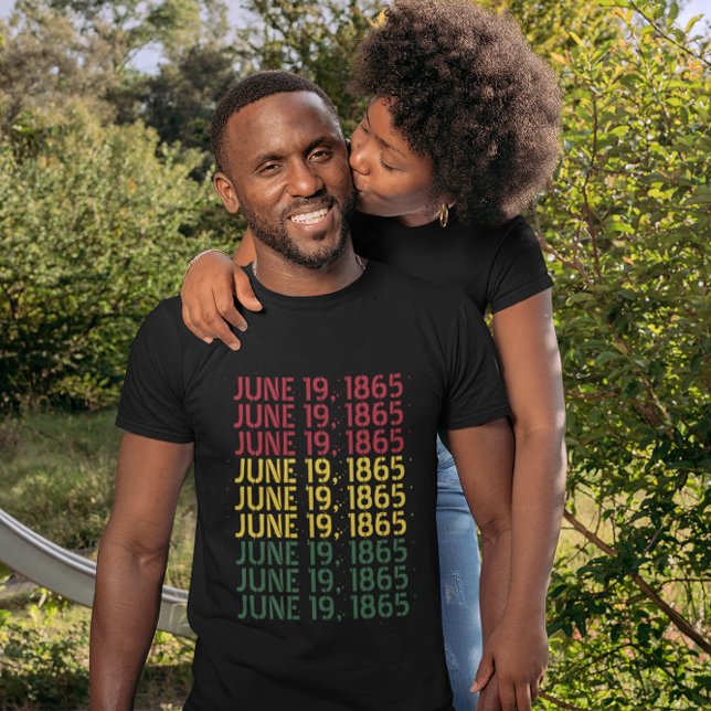 Camiseta 19 de junho 1865 Texto reincidente História negra (Criador carregado)