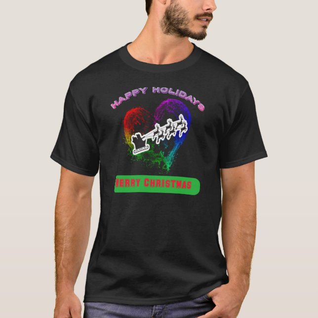 Camiseta 19.Ho Ho Ho Papai noel pequeno ajudante feliz Nata (Frente)