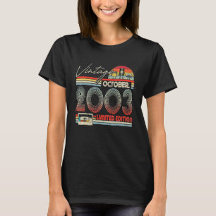 Camiseta 19.o Aniversário de outubro de 2003 Vintage Casset