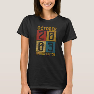 Camiseta 19.o aniversário do Nascer de outubro de 2003 em 2