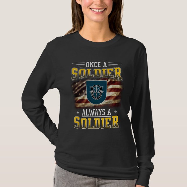 Camiseta 19th Special Forces Group Veteran Always a Soldier (Frente)