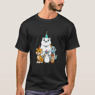Camiseta 1 2 3 Parte Aniversário de criança Animais de Aniv