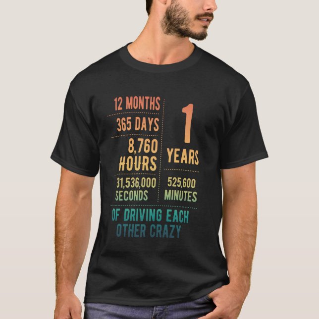 Camiseta 1 ano de casamento Engraçado 1 rua aniversário de  (Frente)
