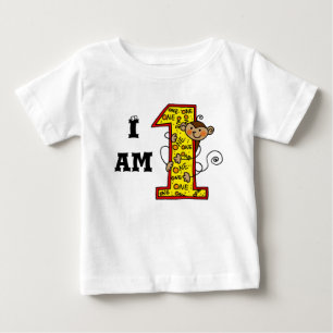 Camiseta 1 ano de nascimento de bebê (número de macaco di