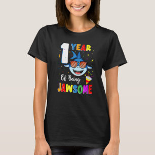 Camiseta 1 Ano De primeiro aniversario De Tubarão Jawsome 1