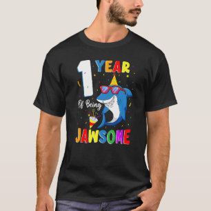 Camiseta 1 Ano De primeiro aniversario De Tubarão Jawsome 1