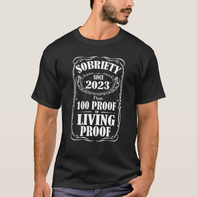 Camiseta 1 Ano De Recuperação Da Sobriedade Limpo E Sí Vivo (Frente)