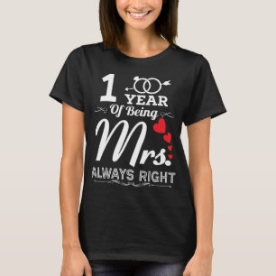 Camiseta 1 Anos De Ser O Aniversário De Casamento Da Sra. W
