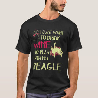 Camiseta 1 Bebida Vinho E Brinco Com O Meu Beagle