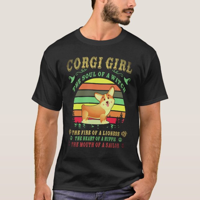 Camiseta 1 Corgi A Alma De Uma Bruxa Corgi (Frente)