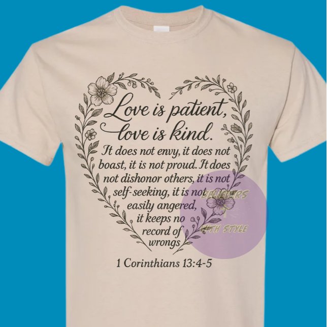 Camiseta 1 Corinthians 13:4-5 - Christian (blk txt) (Criador carregado)