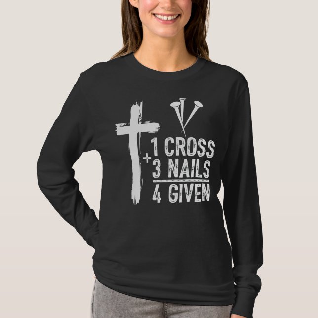 Camiseta 1 Cruz 3 Unhas Perdoadas Jesus Páscoa Cristã (Frente)