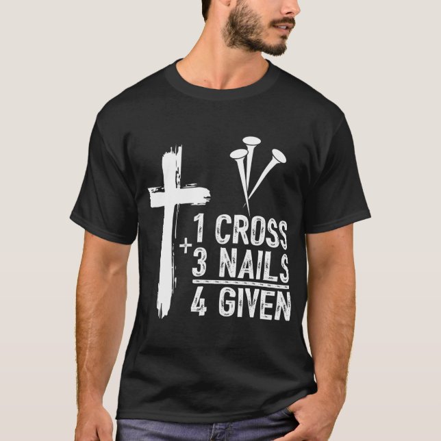 Camiseta 1 Cruz 3 Unhas Perdoadas Jesus Páscoa Cristã Gi (Frente)