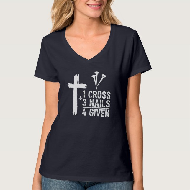 Camiseta 1 Cruz 3 Unhas Perdoadas Jesus Páscoa Cristã Gi (Frente)