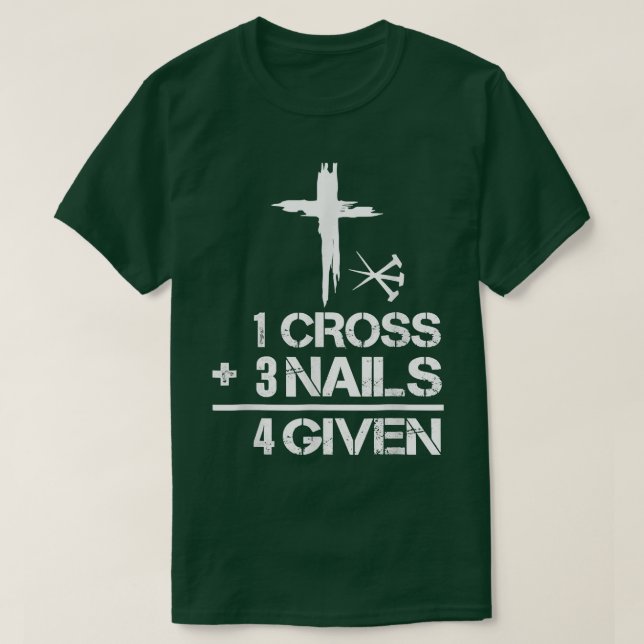 Camiseta 1 Cruz 3 Unhas Perdoadas Páscoa Cristã Presente 4 (Frente do Design)