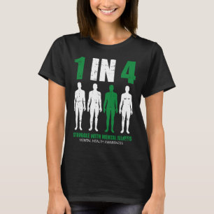Camiseta 1 Em 4 Luta Contra A Doença Mental Saúde Mental