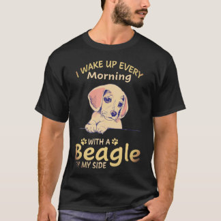 Camiseta 1 Eu acordo todas as manhãs com um Beagle ao meu l