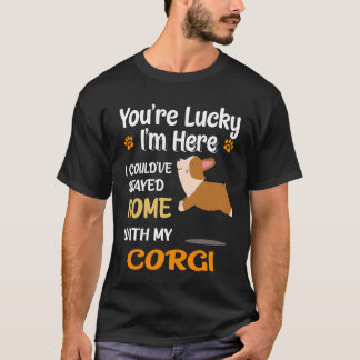 Camiseta 1 Eu poderia ter ficado em casa com o Corgi