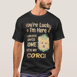Camiseta 1 Eu poderia ter ficado em casa com o Corgi