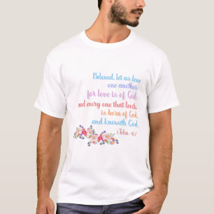 Camiseta 1 João 4:7 Versículo Bíblico Texto Arco-íris