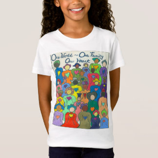 Camiseta 1 mundo multicultural, 1 família, meninas t de 1