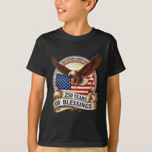 Camiseta 1 Nação Sob Deus 250 Anos Aniversário de 250 anos