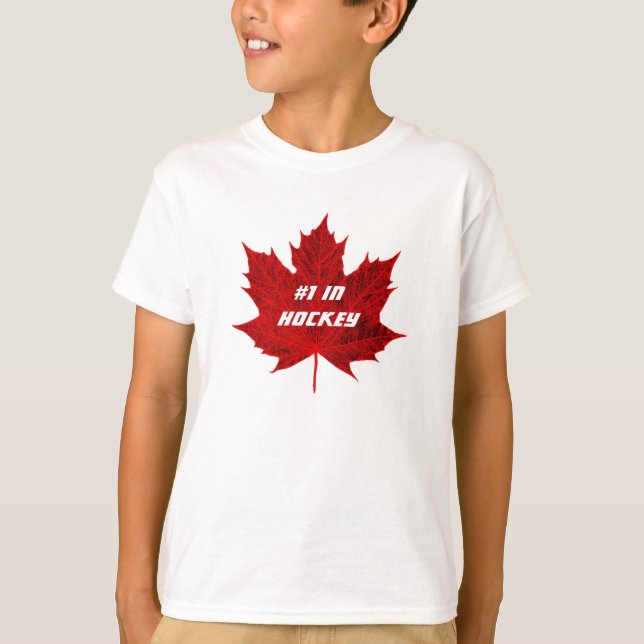 Camiseta #1 no Hockey+Canadense Red Maple Leaf (Frente)
