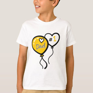 Camiseta #1 Pai Balões de Coração Dia dos Pais Crianças