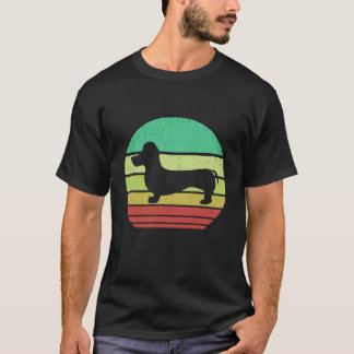 Camiseta 1 Retro Vintage Sunset Dachshund Dog Breed S