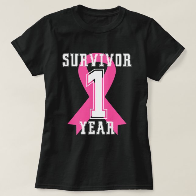 Camiseta 1 Sobrevivência livre de um ano Sensibilização par (Frente do Design)