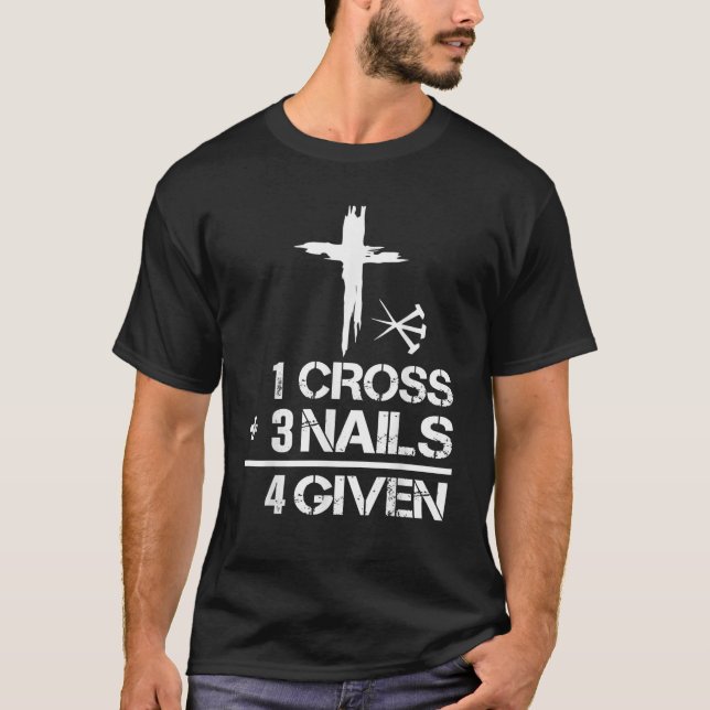 Camiseta 1 Unhas 3 Presente de Páscoa Cristã Perdoado (Frente)