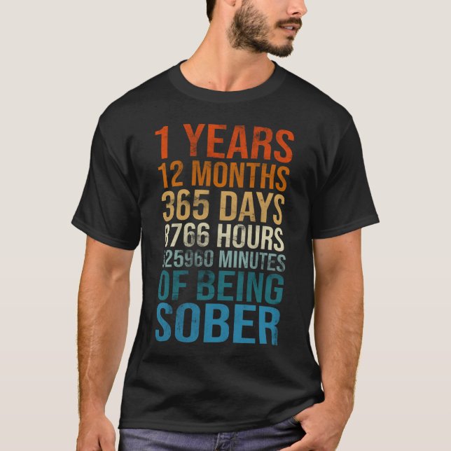 Camiseta 1 Years Sober Anniversary Celebration Sobriety  (Frente)