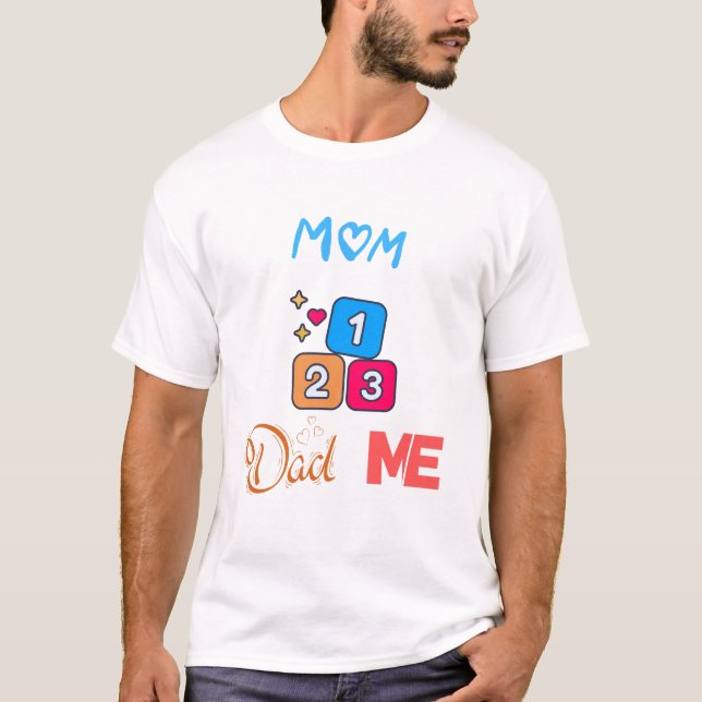 Camiseta 1Mãe 2Pai 3Me Eu Amo Minha Família (Frente)