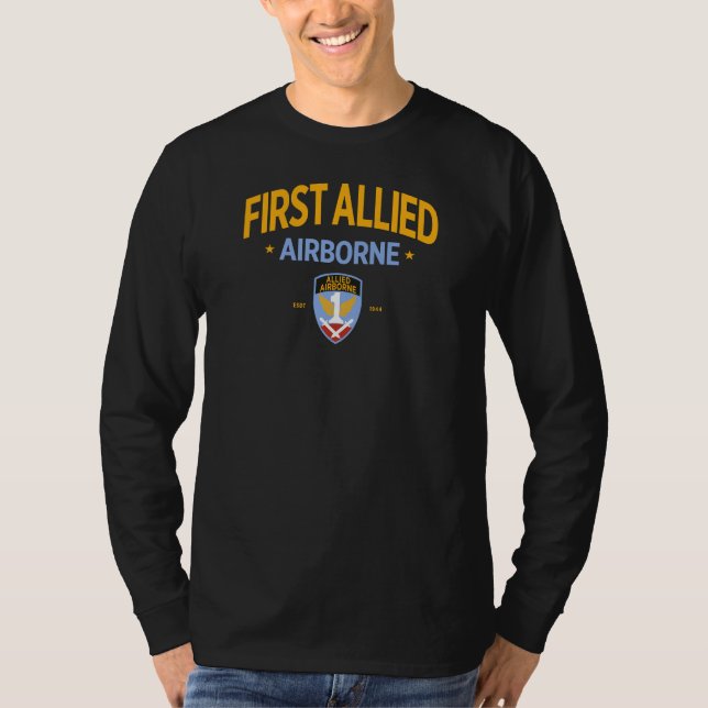 Camiseta 1rua aérea aliada "FAAA", de longa duração militar (Frente)