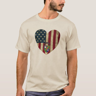 Camiseta 1rua Battalion 75th Ranger Reg American Heart Flag