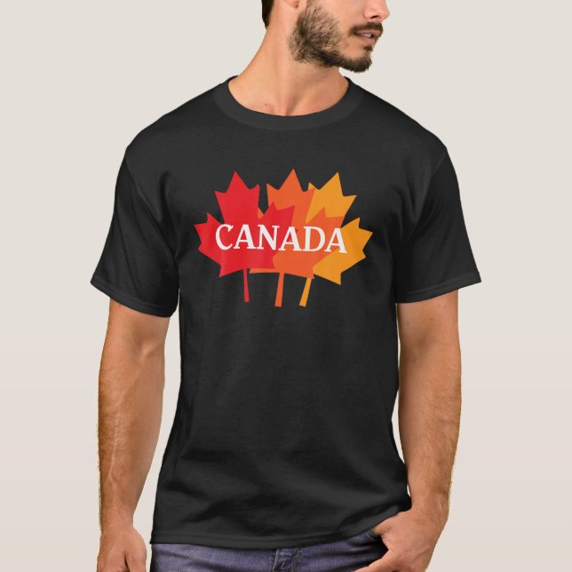 Camiseta 1Rua de julho Dia do Canadá Maple Engraçado Folha  (Frente)